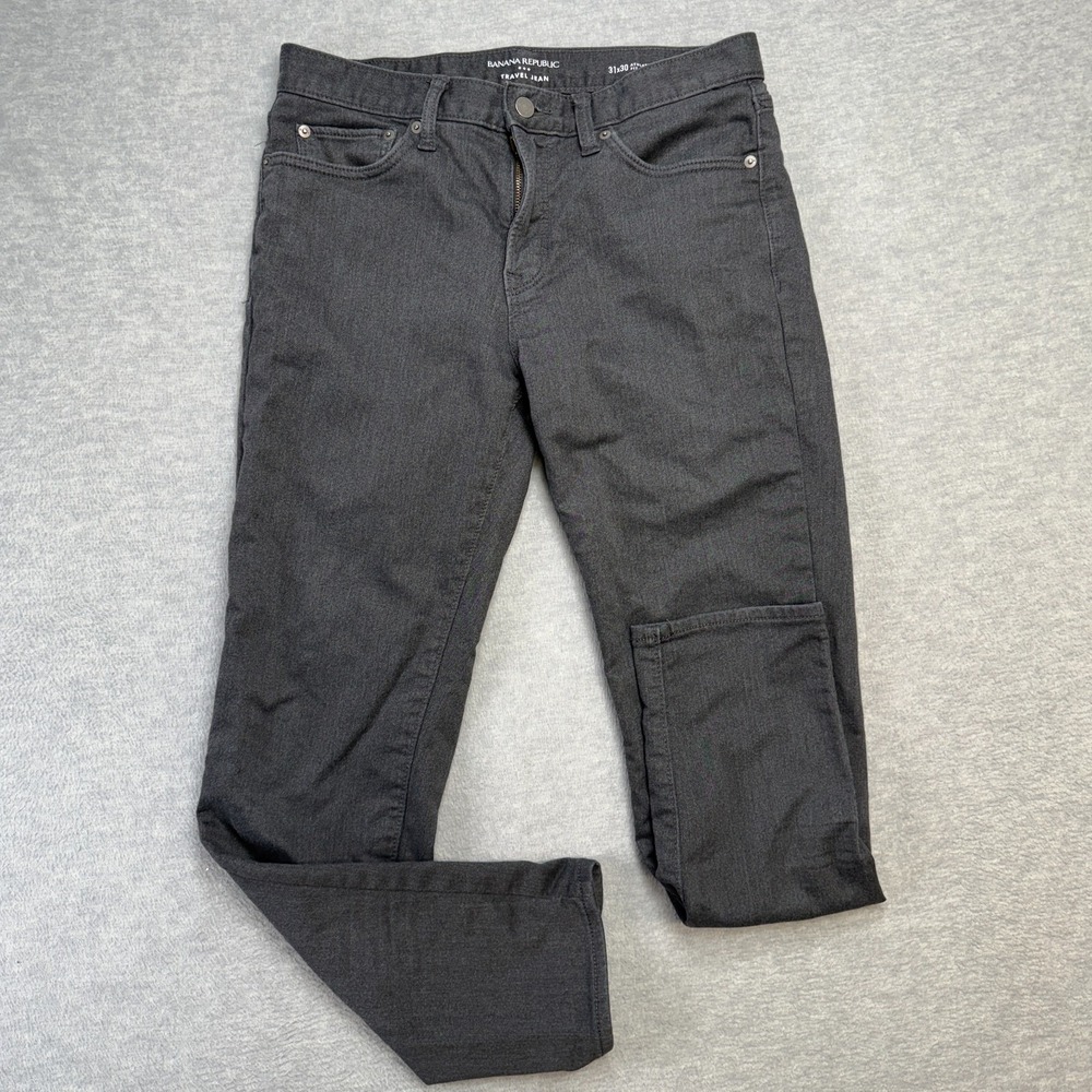 Banana Republic Travel Jeans Mens 31x30 (31x28) Charcoal Athletic Fit Stretch